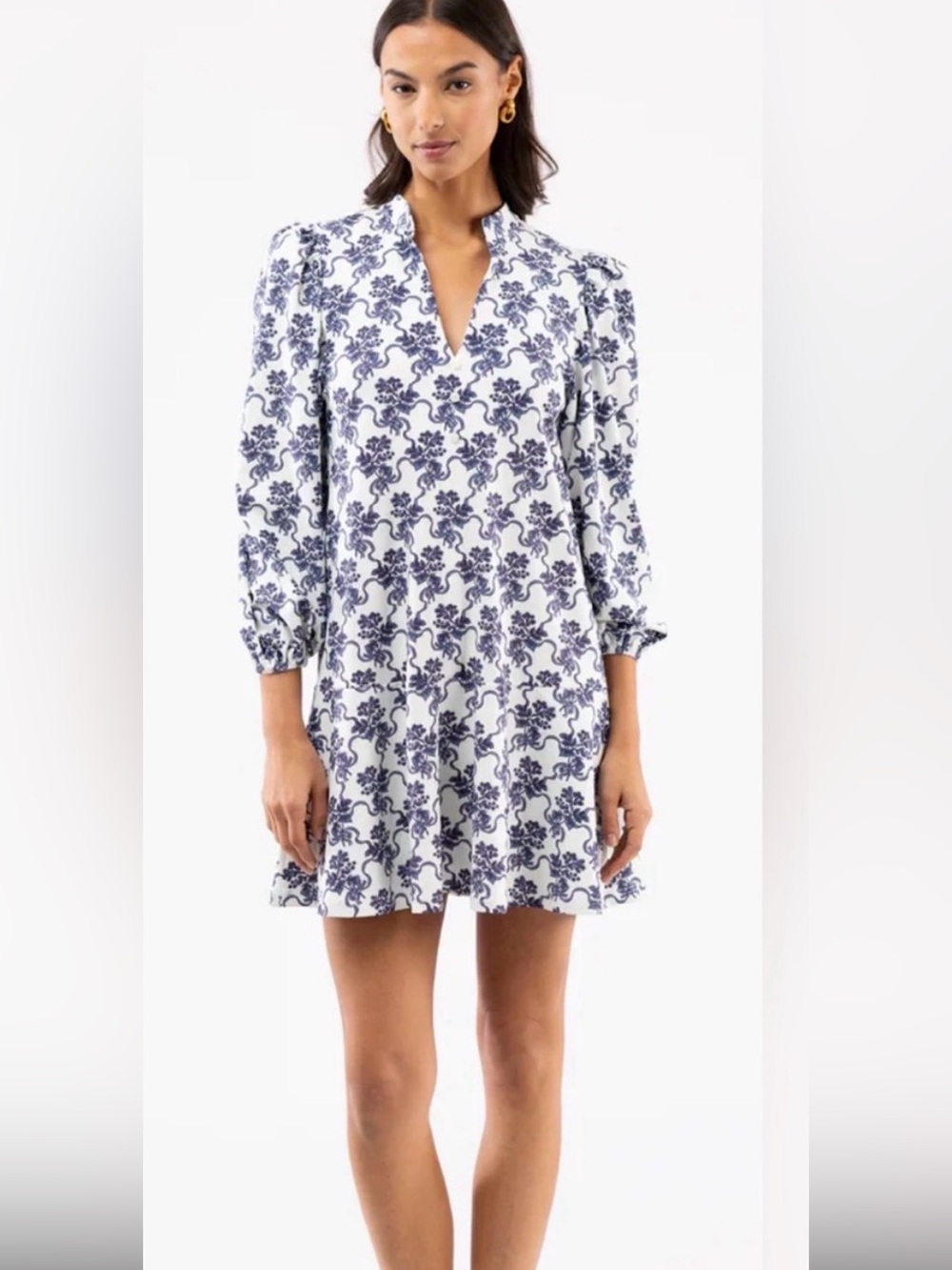 NWT Smith & Quinn Women’s Hazel Dress in Ribbon Bouquet Navy & Off White/Cream